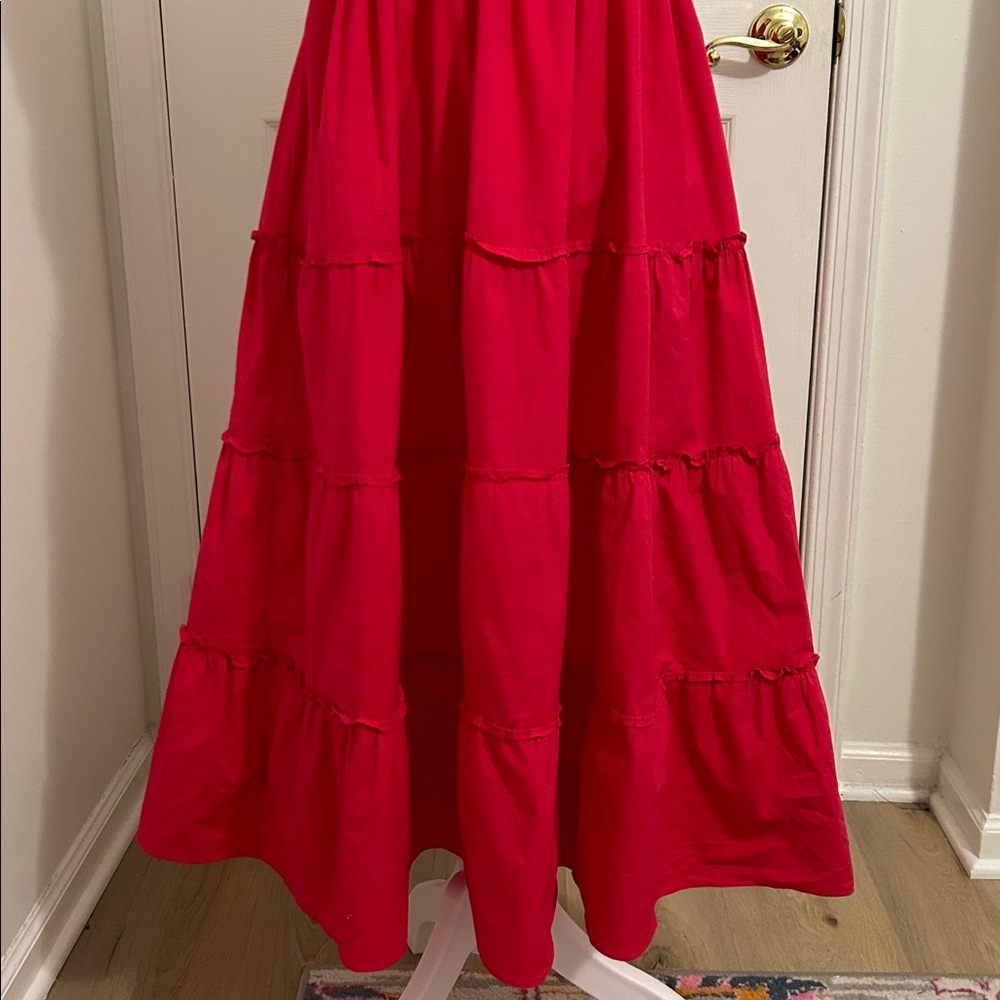 Hill House Home The Ellie Nap Dress Raspberry Red Poplin Size XS - Picture 9 of 14
